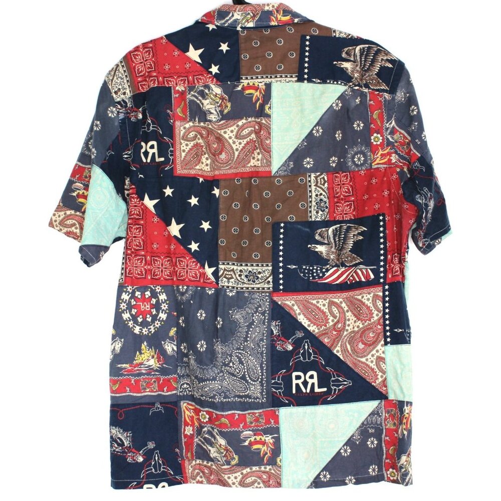 RRL Double RL Mens Medium Limited Edition Patchwork Camp Button Up Shirt N1419 - Picture 9 of 9